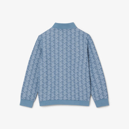 Çocuk Fermuarlı Monogram Mavi Sweatshirt