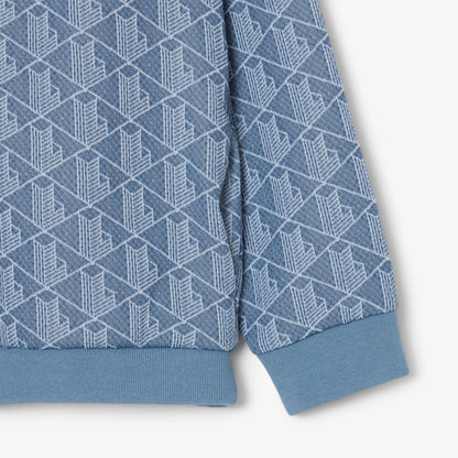 Çocuk Fermuarlı Monogram Mavi Sweatshirt