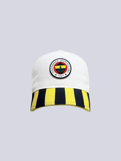 Fenerbahçe Beyaz Altı Renk Logolu Çocuk Şapka