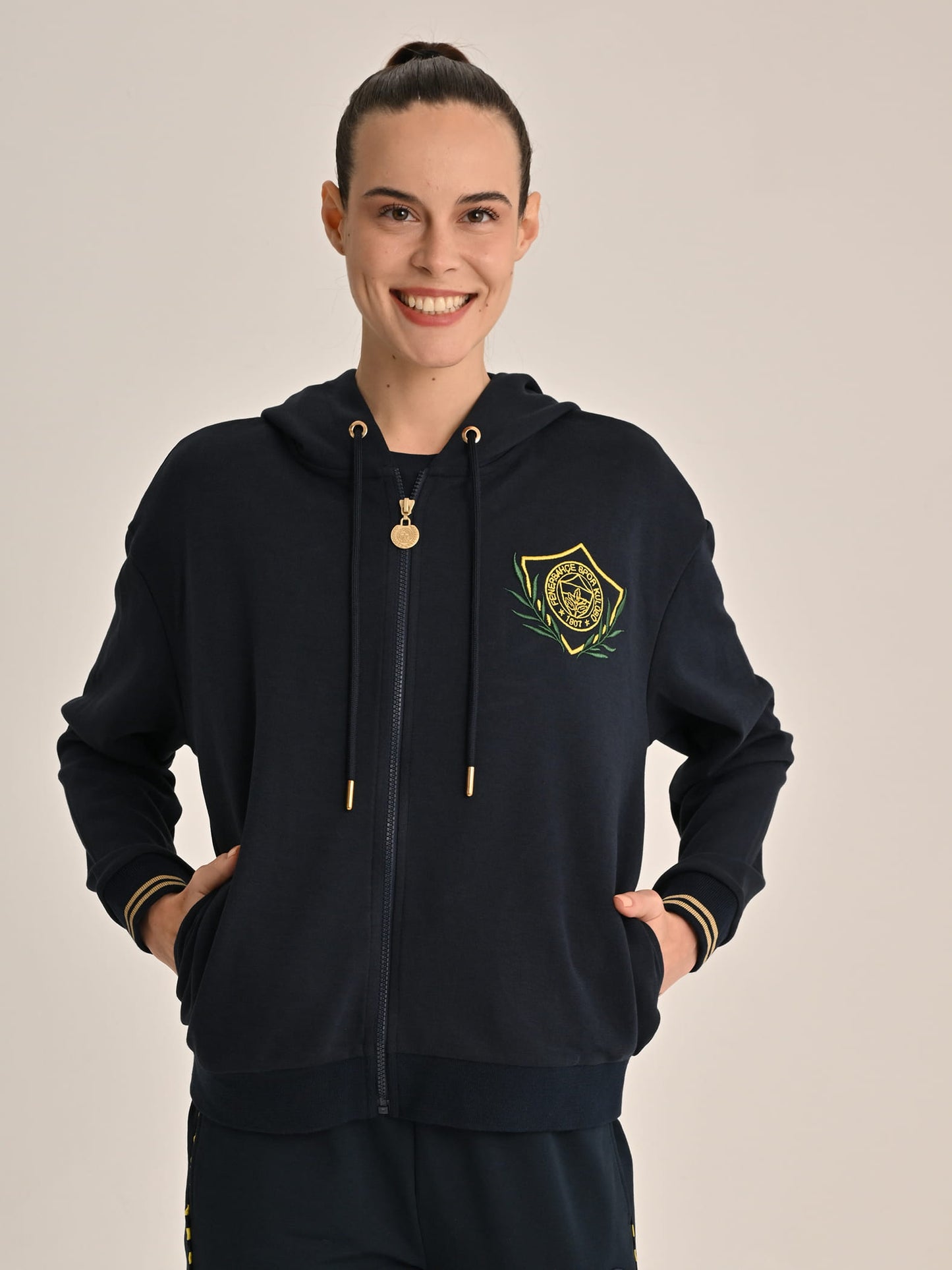 Fenerbahçe Lacivert Kolej Çelenkli Kadın Sweatshirt