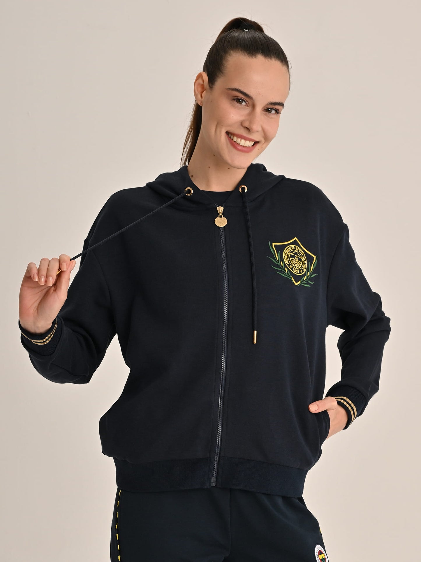 Fenerbahçe Lacivert Kolej Çelenkli Kadın Sweatshirt