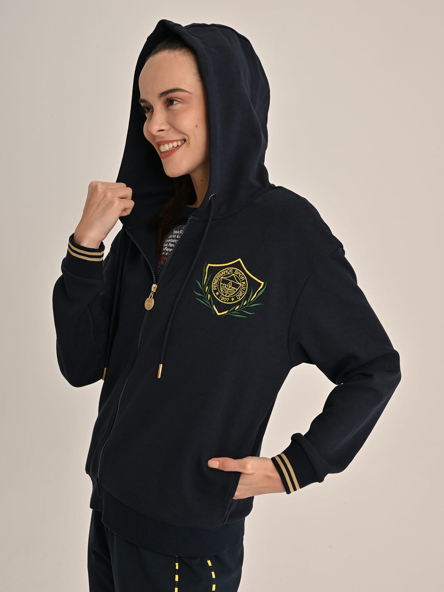 Fenerbahçe Lacivert Kolej Çelenkli Kadın Sweatshirt