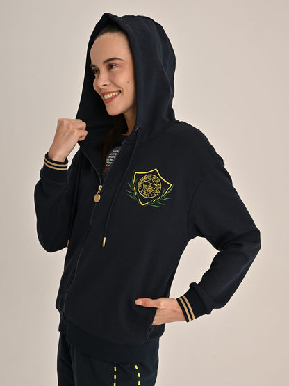 Fenerbahçe Lacivert Kolej Çelenkli Kadın Sweatshirt