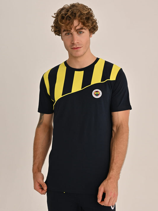 Fenerbahçe Lacivert Tribün Çubuk Bloklı Erkek Tshirt
