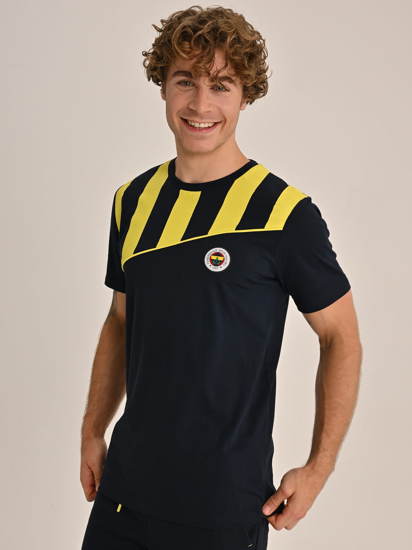 Fenerbahçe Lacivert Tribün Çubuk Bloklı Erkek Tshirt