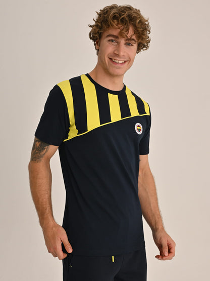 Fenerbahçe Lacivert Tribün Çubuk Bloklı Erkek Tshirt