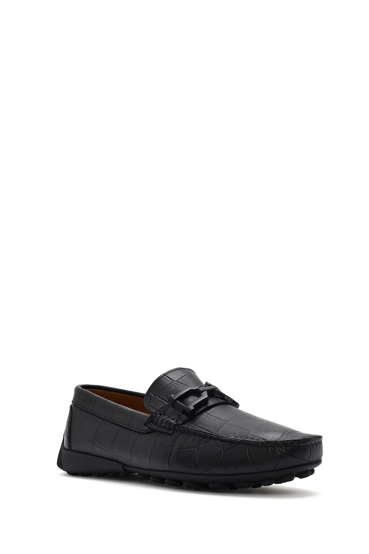 Erkek Siyah Tokalı Deri Loafer