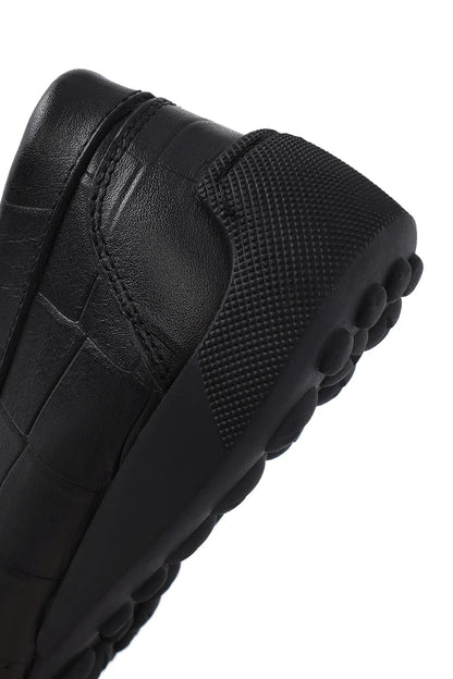 Erkek Siyah Tokalı Deri Loafer