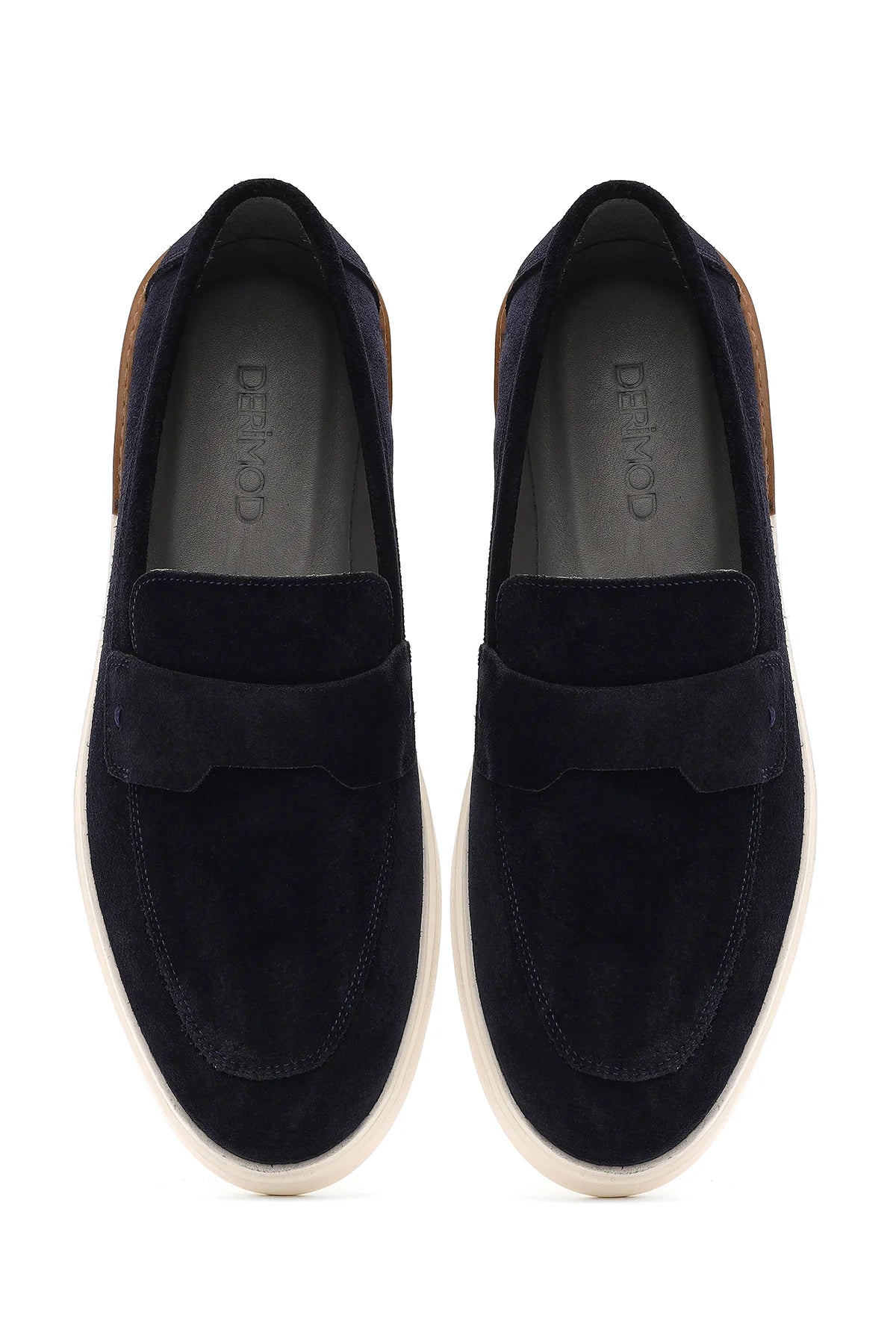 Erkek Lacivert Süet Deri Casual Loafer