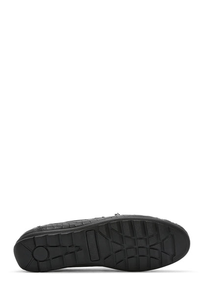Erkek Siyah Kroko Deri Loafer