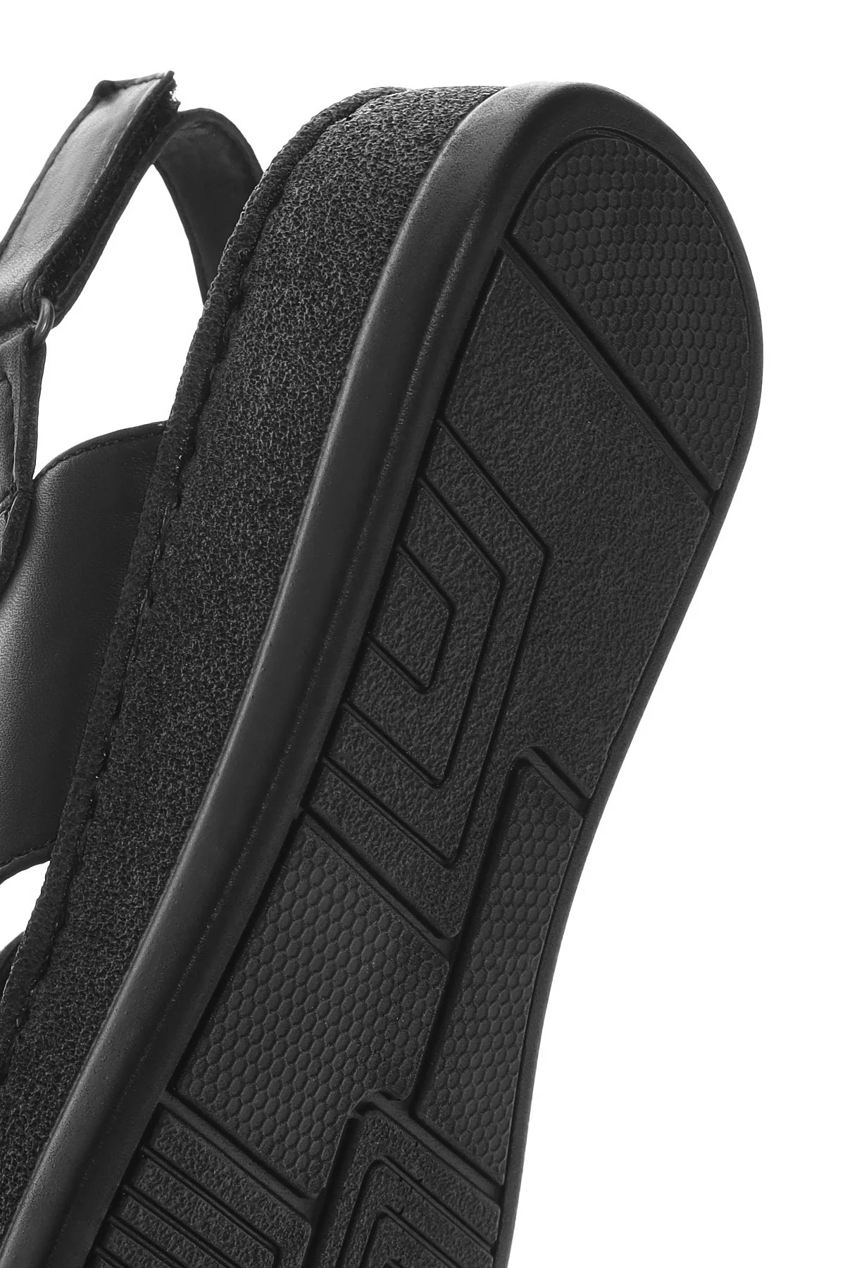 Kadın Siyah Kalın Tabanlı Deri Comfort Sandalet
