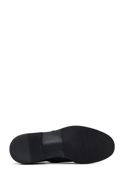 Erkek Siyah Çift Tokalı Deri Casual Loafer