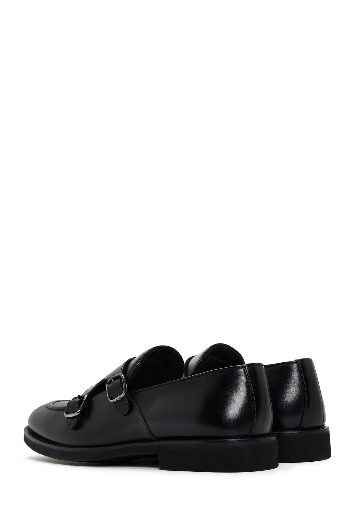 Erkek Siyah Çift Tokalı Deri Casual Loafer