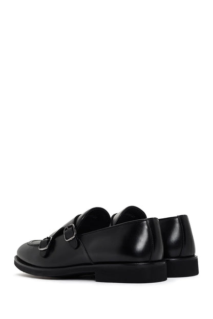 Erkek Siyah Çift Tokalı Deri Casual Loafer