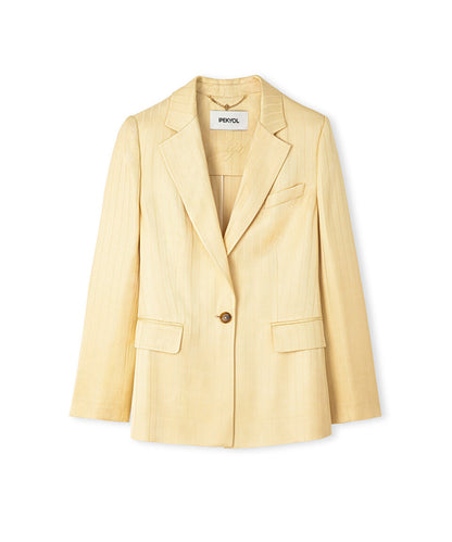 Sarı Çizgi Jakarlı Vatkalı Blazer Is1260106012984 | Ipekyol