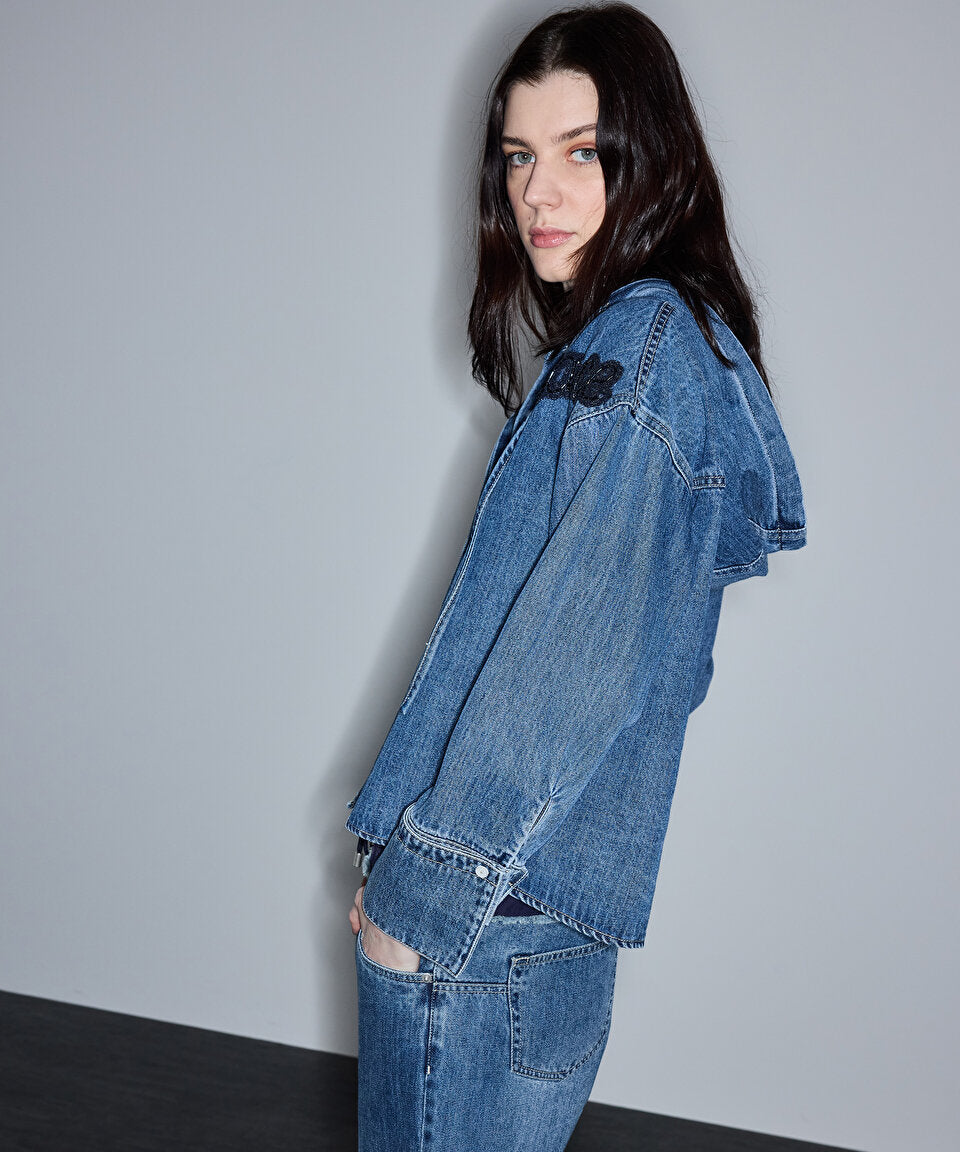 Mavi Kontrast Kapüşonlu Denim Gömlek Is1260025105089 | Ipekyol