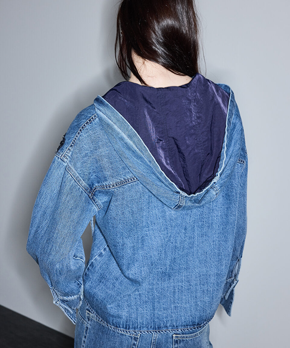 Mavi Kontrast Kapüşonlu Denim Gömlek Is1260025105089 | Ipekyol