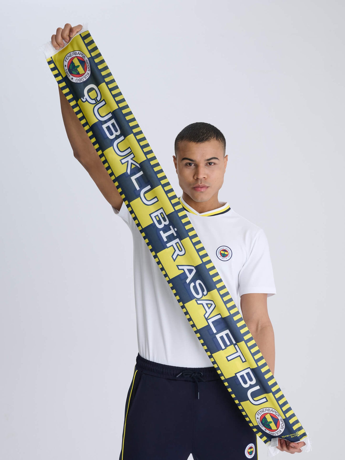 Fenerbahçe Sarı Lacivert Çubuklu Unisex Şal