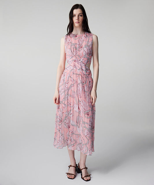 Pembe Desenli Piliseli Elbise Is1260002220039 | Ipekyol