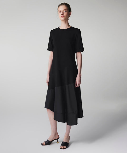 Siyah Kumaş Mix Asimetrik Elbise Is1260002233001 | Ipekyol