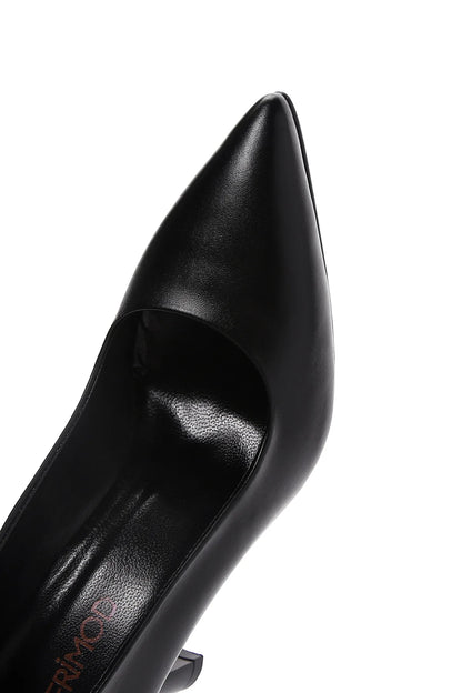 Kadın Siyah Topuklu Deri Stiletto