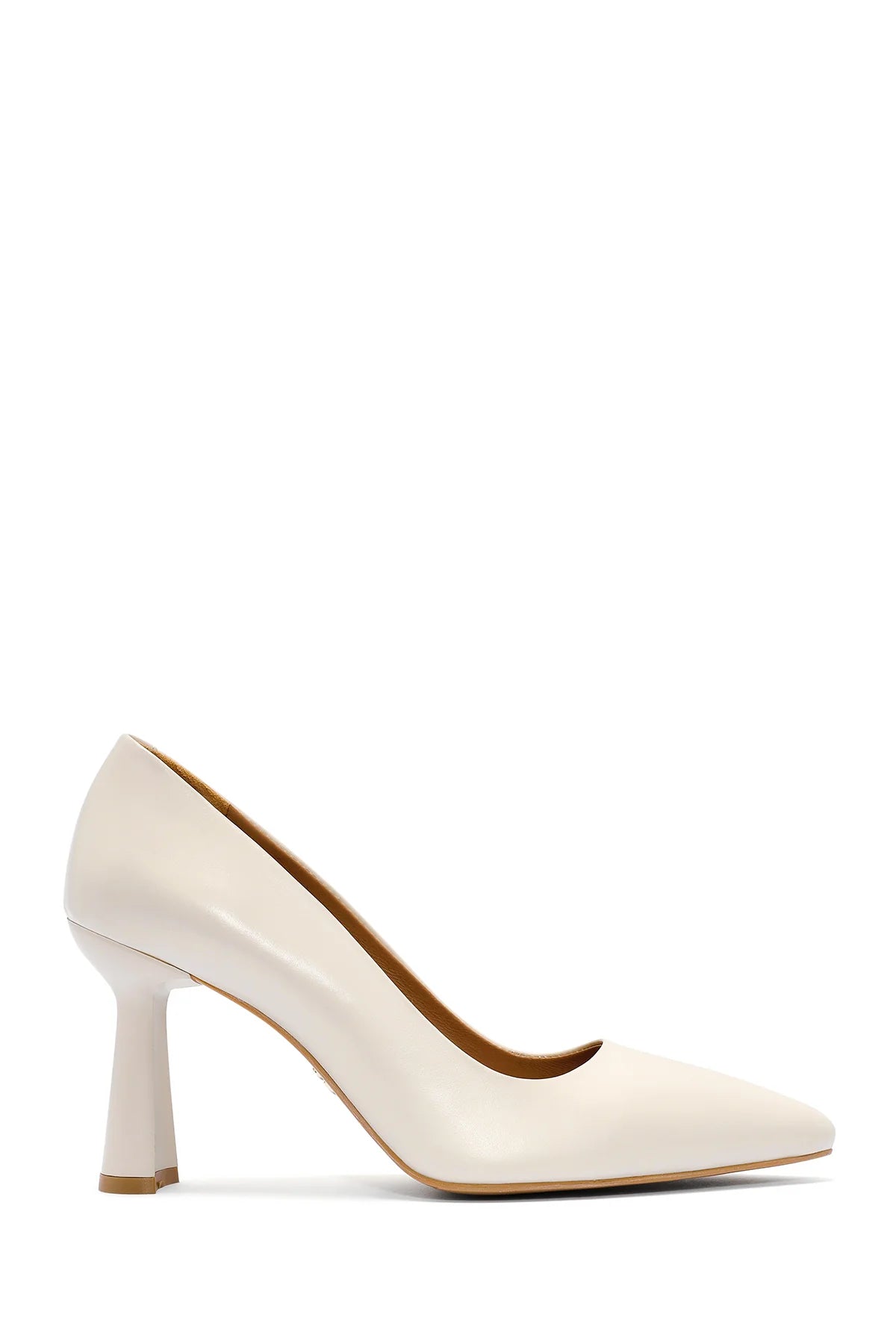 Kadın Bej Topuklu Deri Stiletto