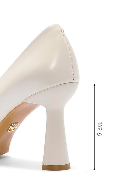 Kadın Bej Topuklu Deri Stiletto