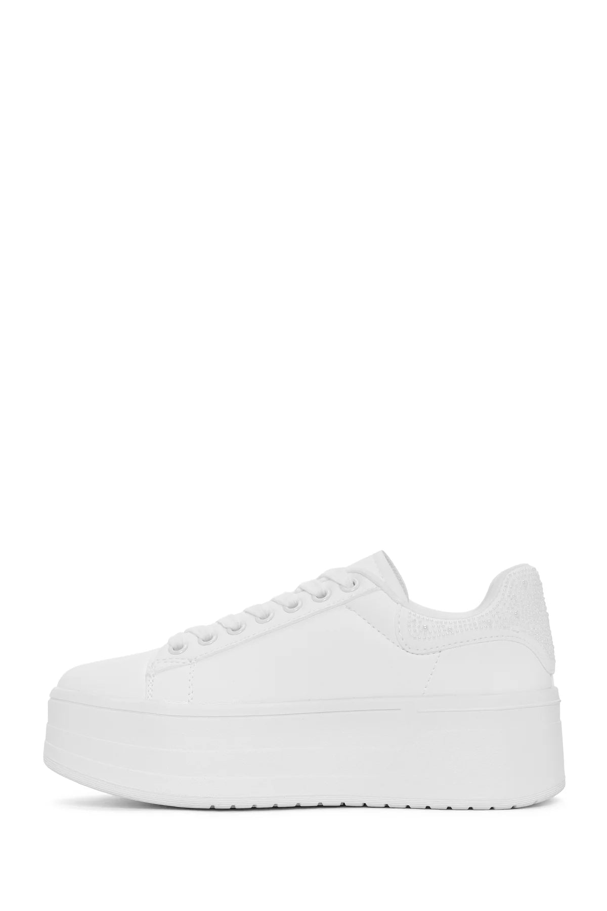 Kadın Beyaz Bağcıklı Kalın Tabanlı Sneaker