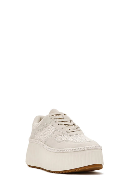 Kadın Bej Bağcıklı Kalın Tabanlı Örgülü Sneaker