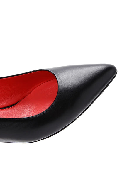 Derimod Gritti Kadın Siyah Arkası Açık Kısa Kalın Topuklu Deri Ayakkabı