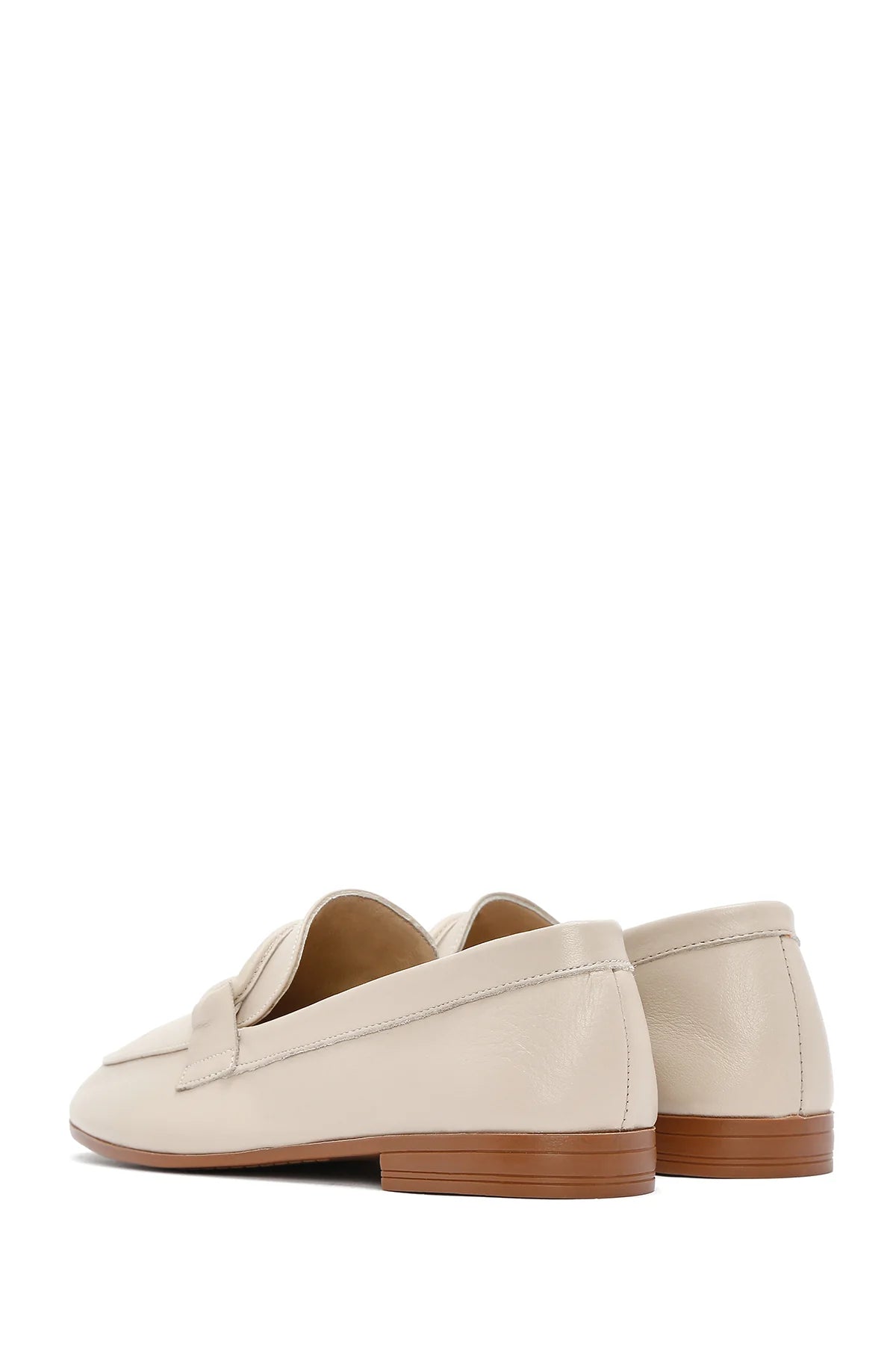 Kadın Bej Deri Maskülen Loafer