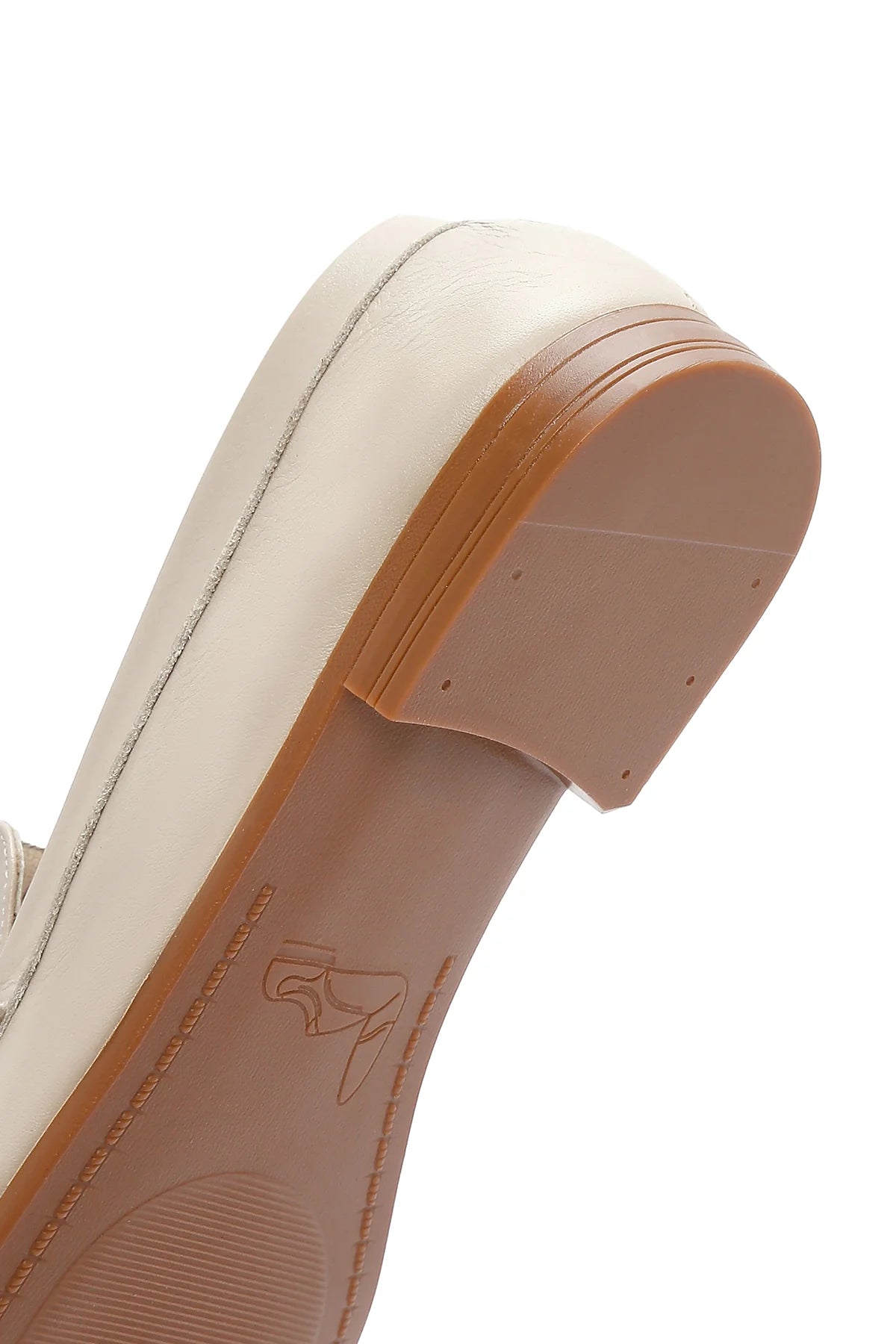 Kadın Bej Deri Maskülen Loafer
