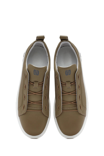 Erkek Bej Deri Sneaker