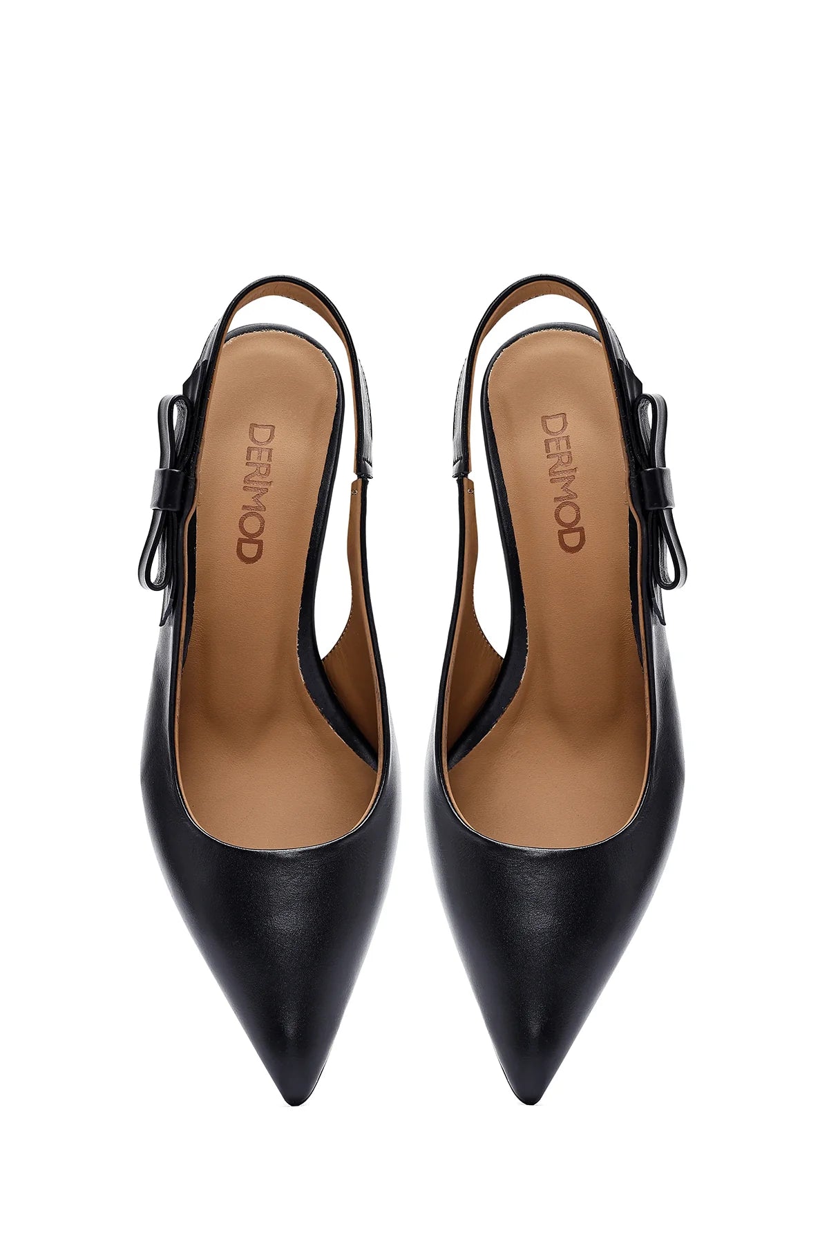Kadın Siyah Arkası Açık Ince Topuklu Deri Ayakkabı
