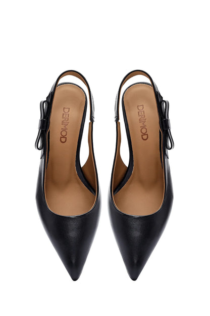 Kadın Siyah Arkası Açık Ince Topuklu Deri Ayakkabı