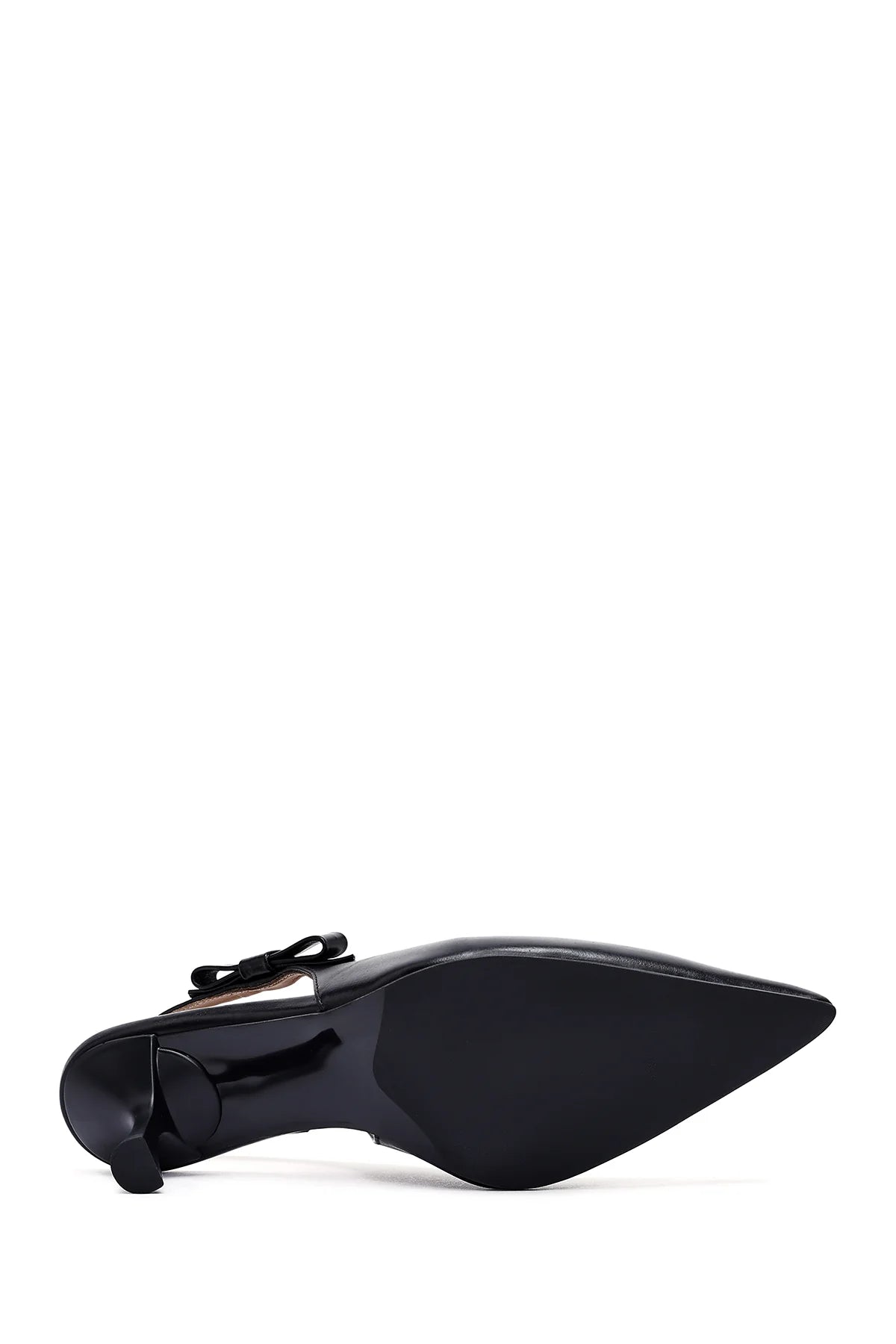 Kadın Siyah Arkası Açık Ince Topuklu Deri Ayakkabı