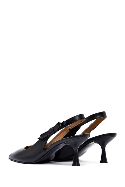 Kadın Siyah Arkası Açık Ince Topuklu Deri Ayakkabı