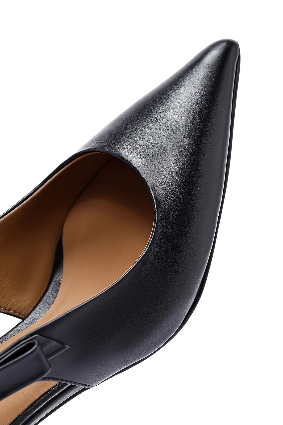 Kadın Siyah Arkası Açık Ince Topuklu Deri Ayakkabı