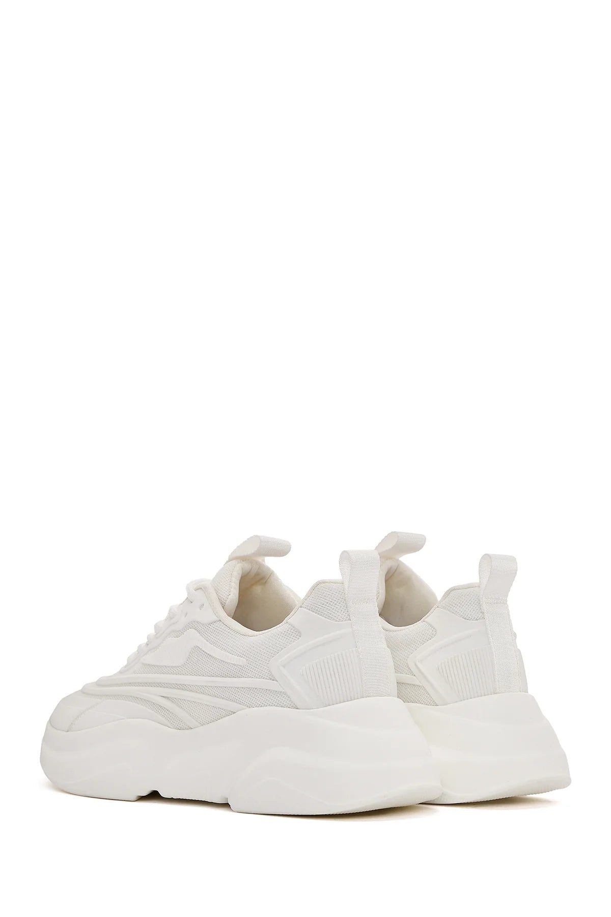 Kadın Beyaz Bağcıklı Kalın Tabanlı Sneaker