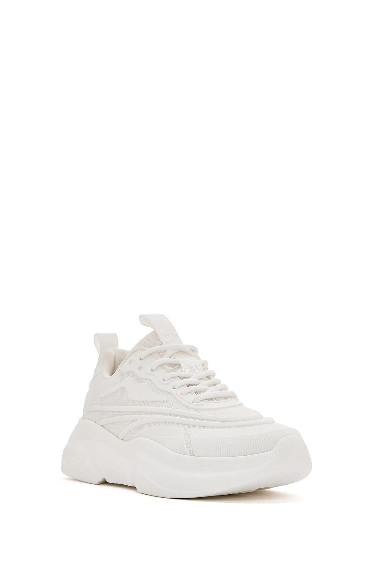Kadın Beyaz Bağcıklı Kalın Tabanlı Sneaker
