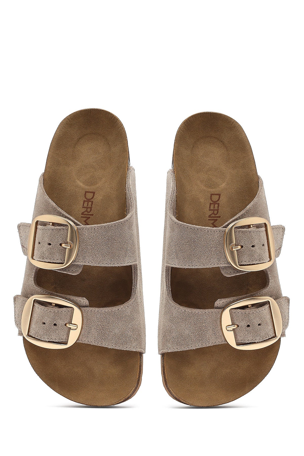 Kadın Vizon Tokalı Süet Deri Terlik