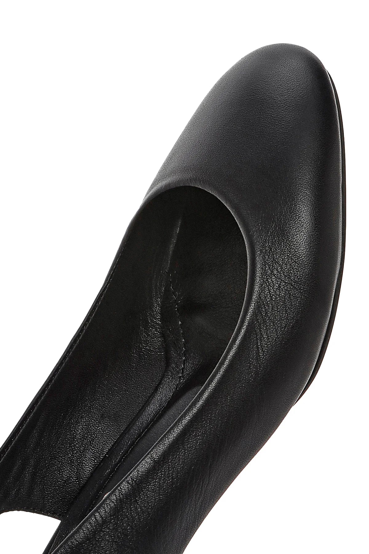 Derimod Flex Kadın Siyah Arkası Açık Kalın Kısa Topuklu Deri Ayakkabı