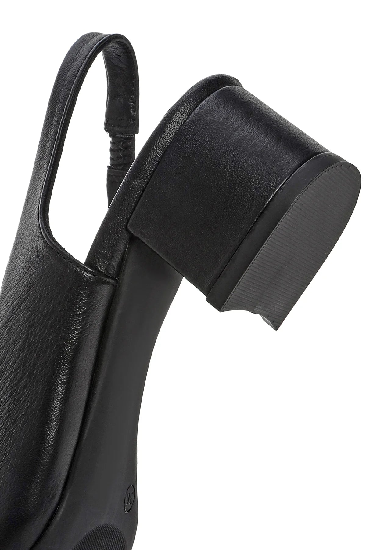 Derimod Flex Kadın Siyah Arkası Açık Kalın Kısa Topuklu Deri Ayakkabı