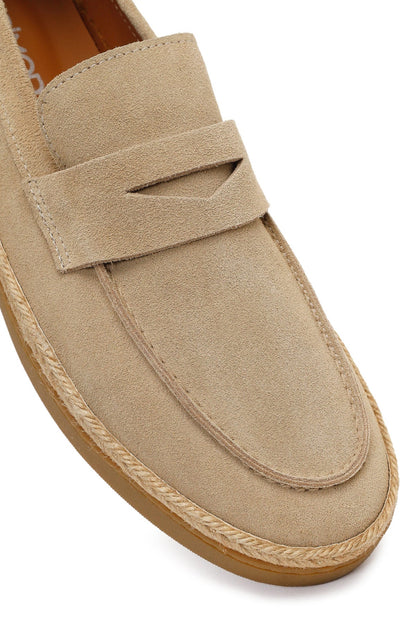 Erkek Bej Süet Deri Loafer