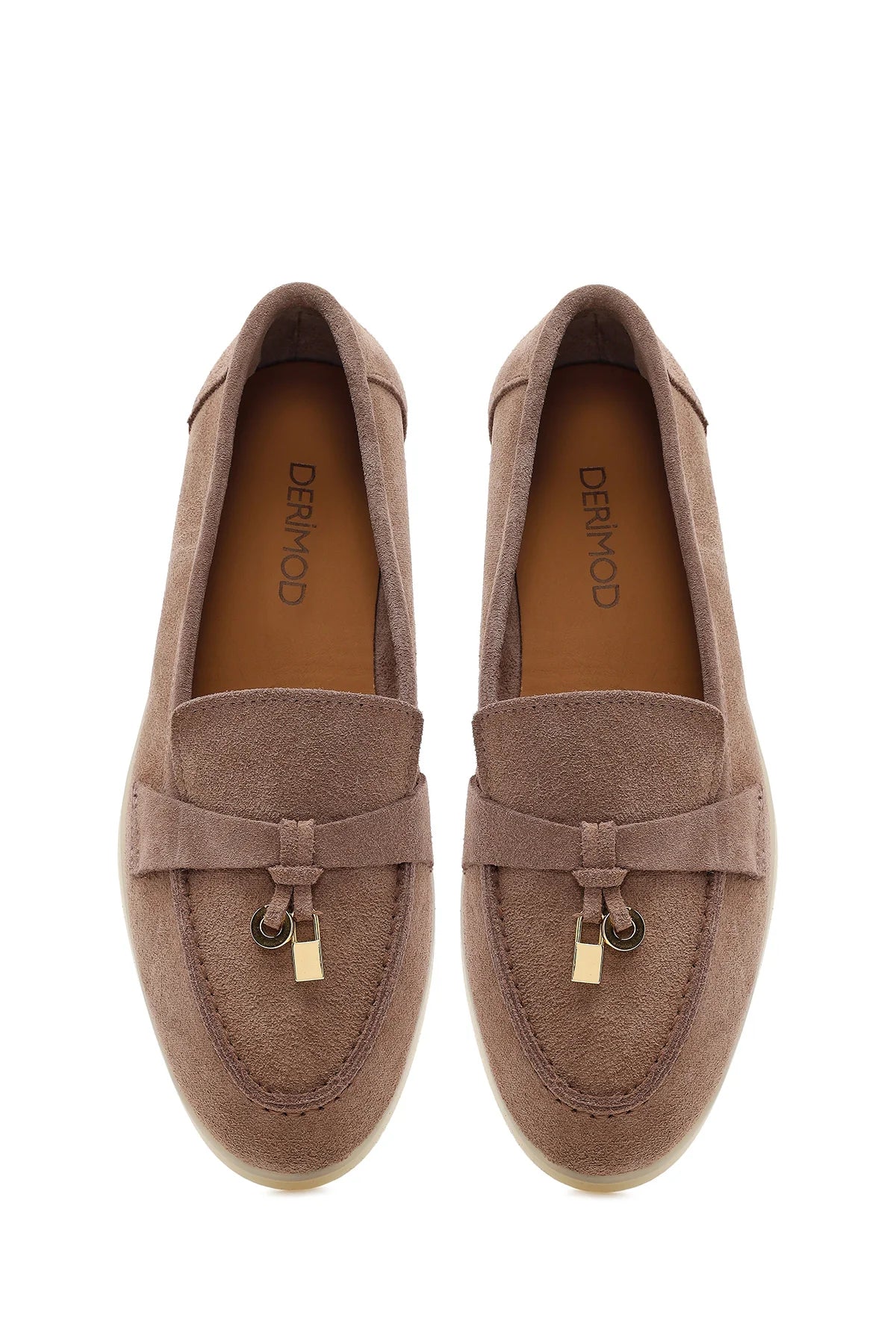 Kadın Vizon Süet Deri Maskülen Loafer