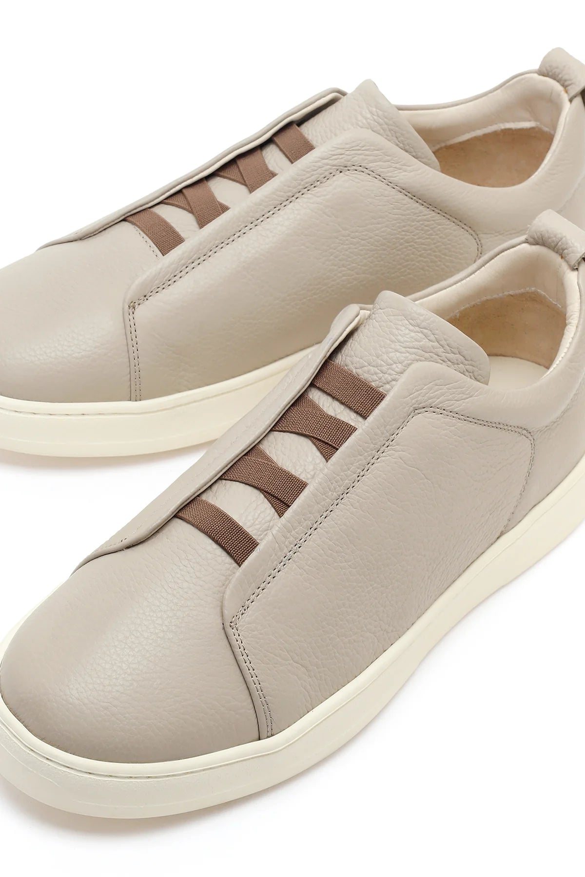 Erkek Açık Gri Deri Sneaker