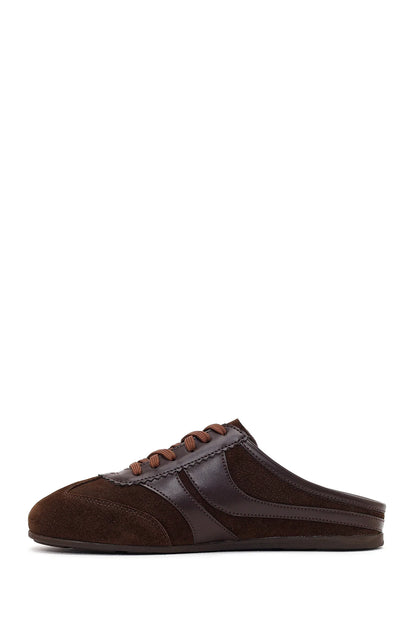 Kadın Kahverengi Mule Arkası Açık Süet Deri Sneaker