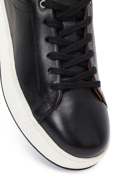 Erkek Siyah Bağcıklı Kalın Tabanlı Deri Sneaker