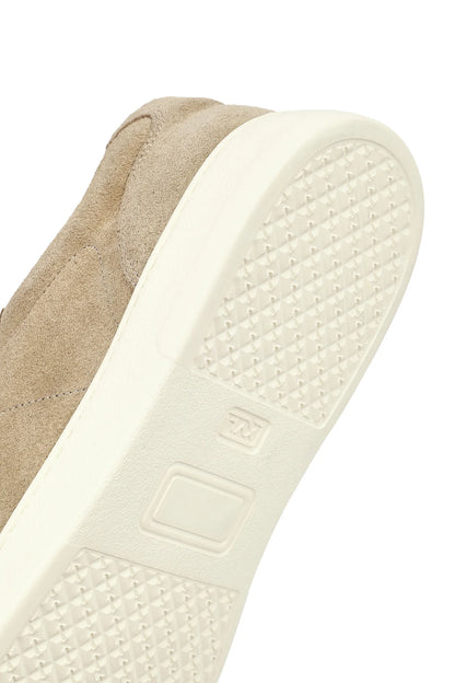 Erkek Bej Bağcıklı Kalın Tabanlı Süet Deri Sneaker