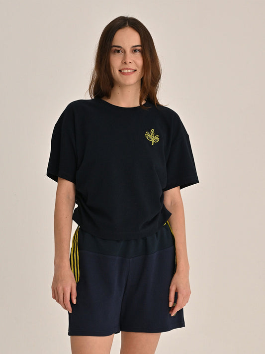Fenerbahçe Lacivert Tribün Ekstrafor Detaylı Kadın Tshirt